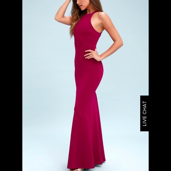 JOELLA BERRY RED LACE HALTER MAXI DRESS - Picture 2 of 6